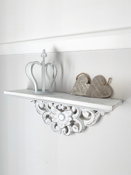 White Carved Wooden Shelf