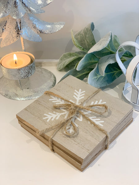 Wooden Snowflake Coasters